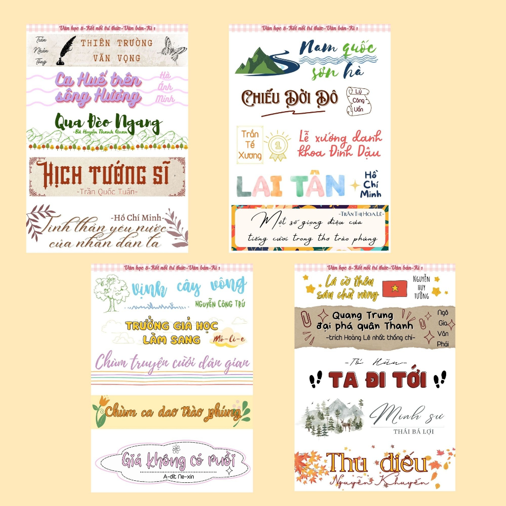 Sticker ngữ văn 8, tiêu đề tác phẩm ngữ văn 8