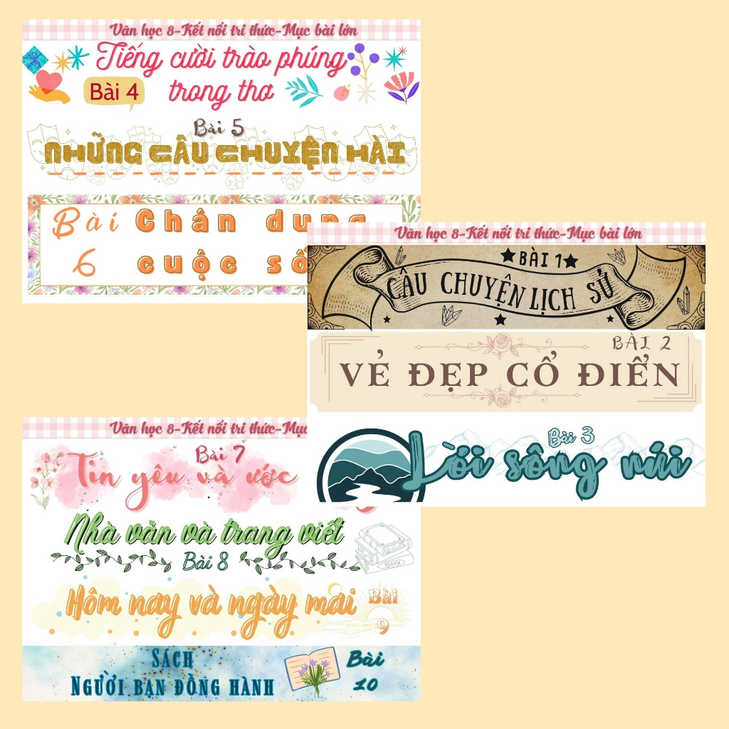 Sticker ngữ văn 8, tiêu đề tác phẩm ngữ văn 8