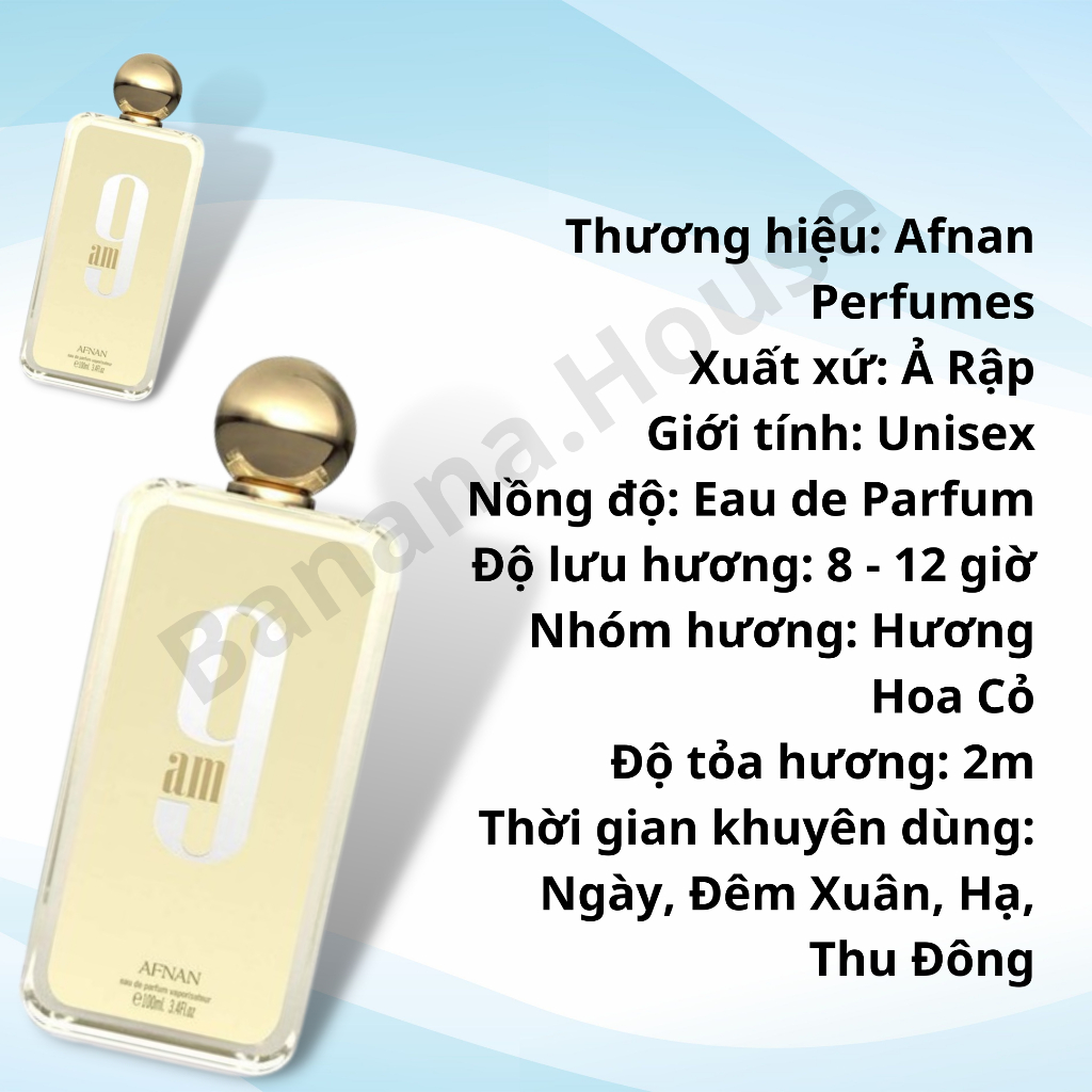 Mẫu Thử 10ml Nước Hoa Unisex Chính Hãng Thơm Lâu 9am EDP