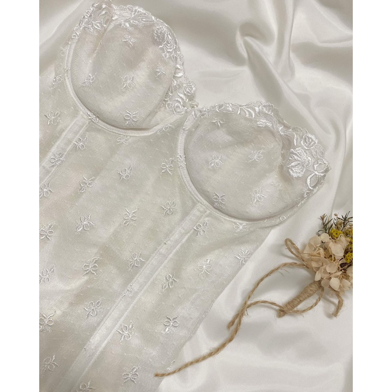 Áo corset hoa ren trắng 2hand