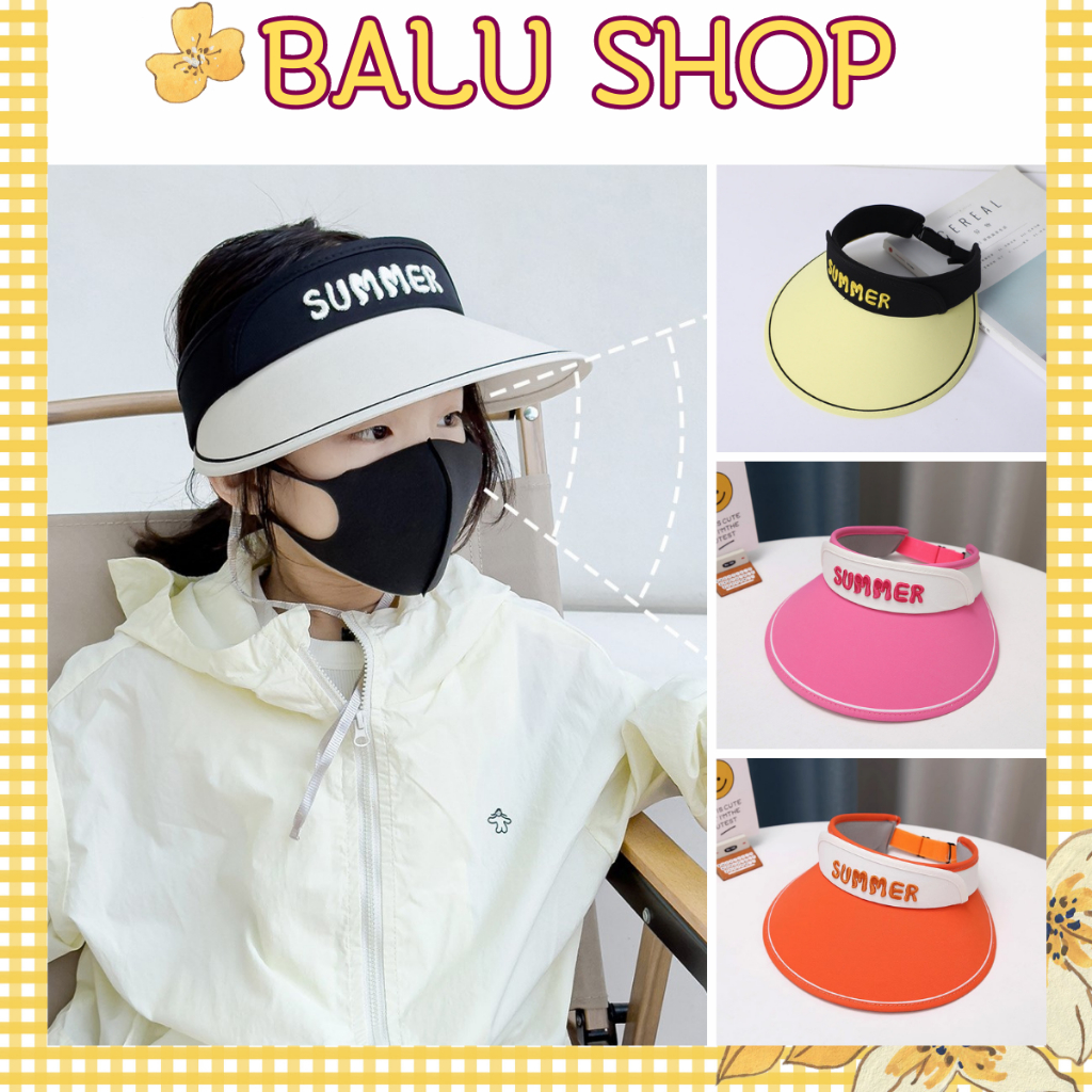 Nón nửa đầu cho bé trai bé gái 5 12 tuổi, mũ lưỡi trai hở chóp vành rộng chống nắng thời trang mùa hè