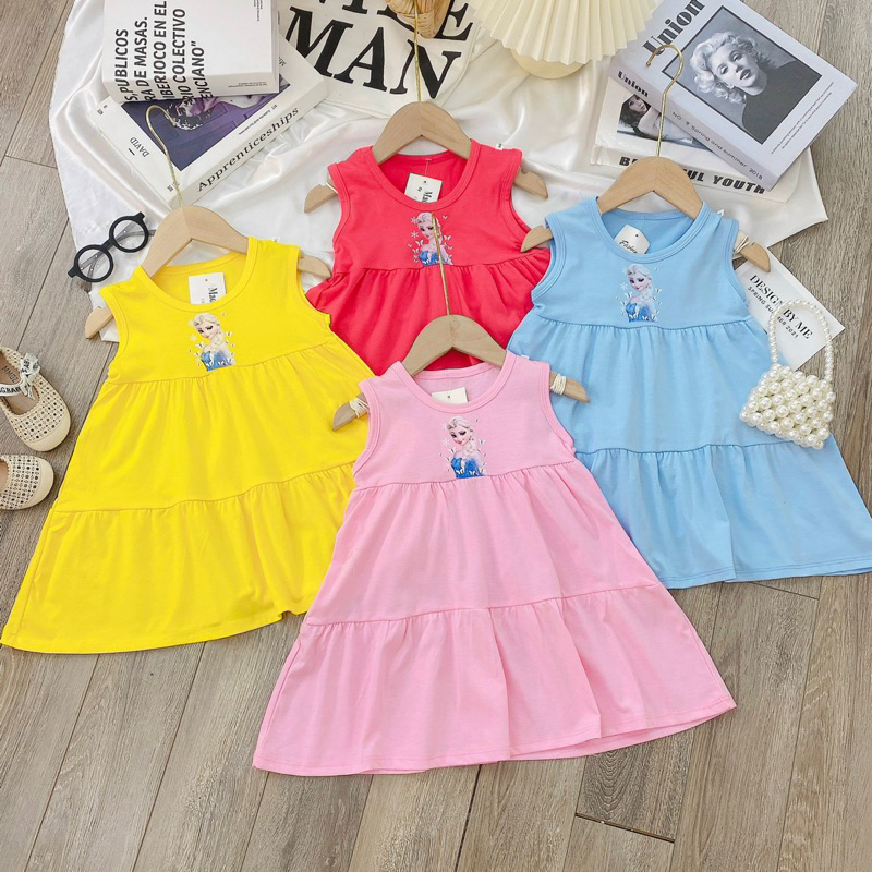 Váy elsa cotton mềm mịn có đủ size 9-20kg