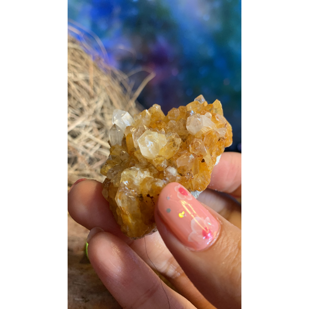 Đá stone tự nhiên Natural Thạch Anh màu vàng citrine lemurian Natural  bán để gieo duyên 238