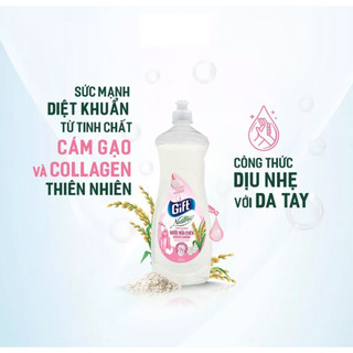 Nước Rửa chén Gift 800gr Natural Collagen & Cám Gạo