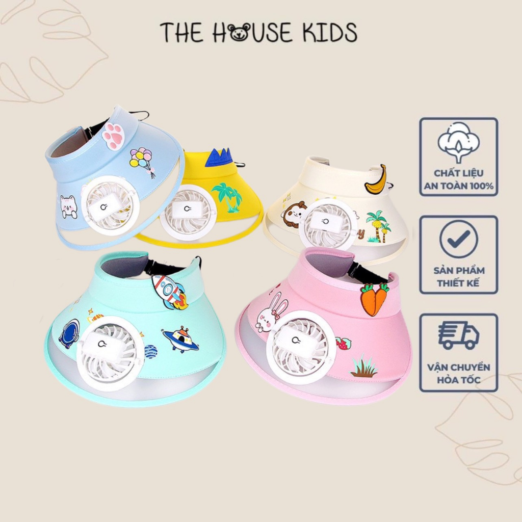 Mũ chống nắng - Nón không nóc kèm quạt nhiều màu sắc cho bé trai bé gái - THE HOUSE KIDS VIP