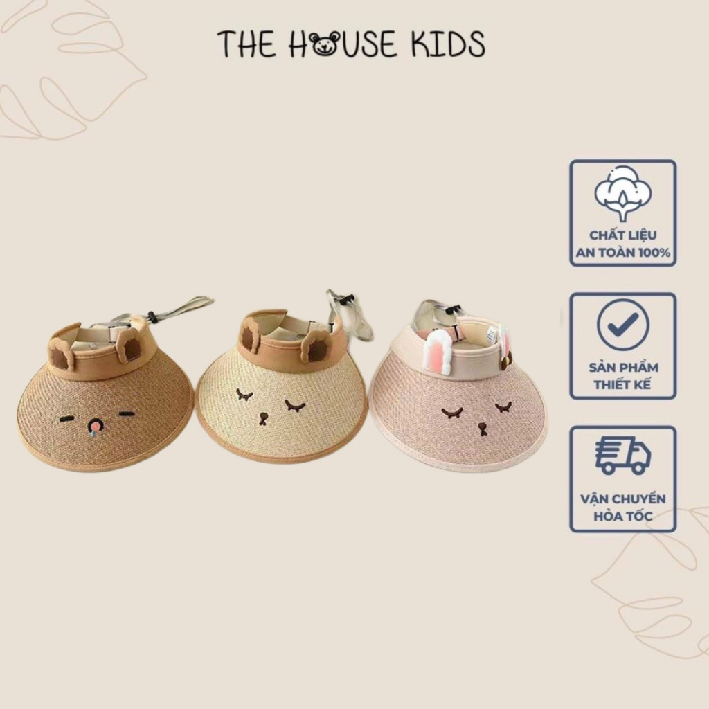 Mũ chống nắng - Nón không nóc hoạ tiết thỏ xinh cho bé trai bé gái - THE HOUSE KIDS