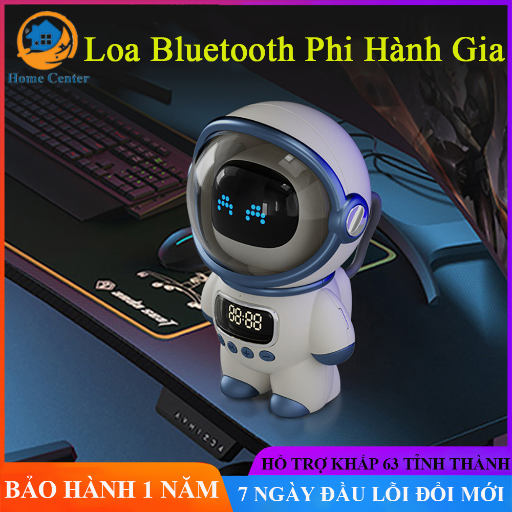 Loa bluetooth không dây phi hành gia , loa bluetooth thông minh AI phi hành gia có đèn báo thức hiển thị đồng hồ hỗ trợ