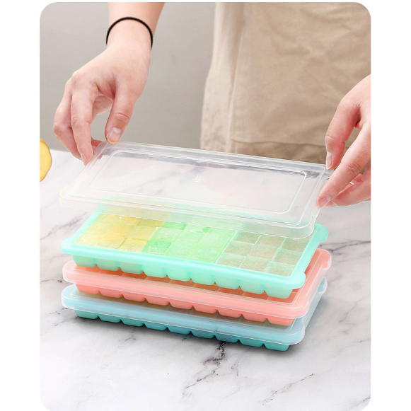Khay Làm Đá Silicon 36 Ô Có Nắp Đậy