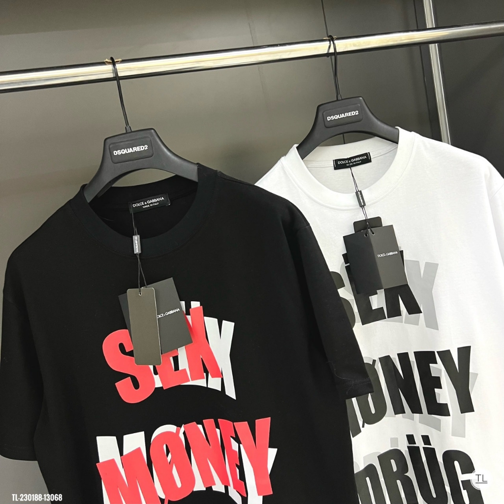 Áo thun ngắn tay nam nữ họa tiết in chữ Sex Money Drug - Chất Liệu cotton co dãn 4 chiều cực mát