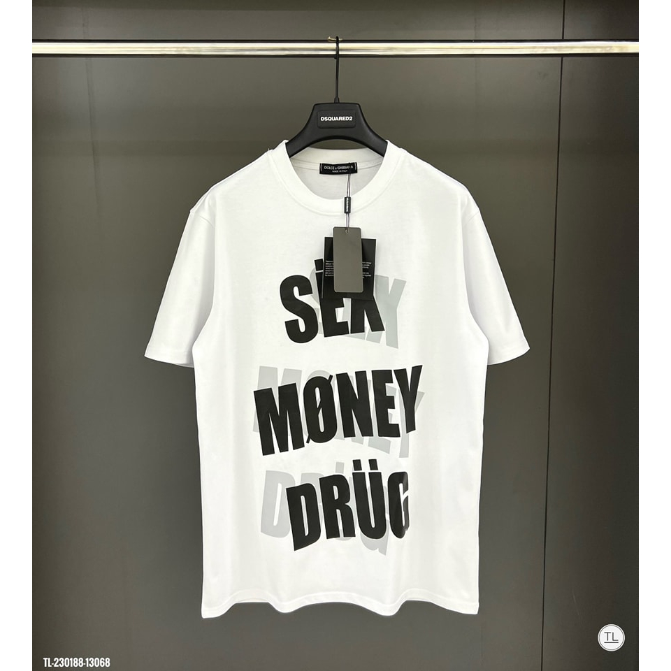 Áo thun ngắn tay nam nữ họa tiết in chữ Sex Money Drug - Chất Liệu cotton co dãn 4 chiều cực mát