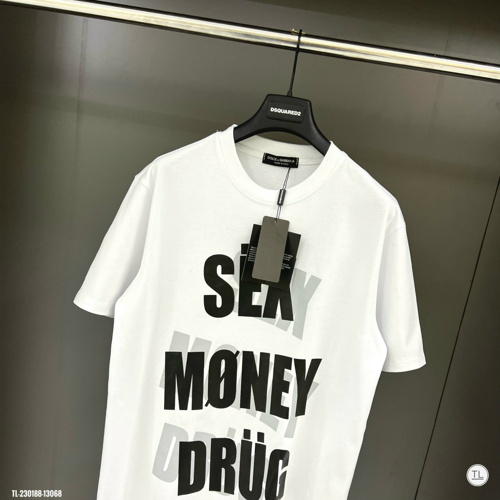Áo thun ngắn tay nam nữ họa tiết in chữ Sex Money Drug - Chất Liệu cotton co dãn 4 chiều cực mát