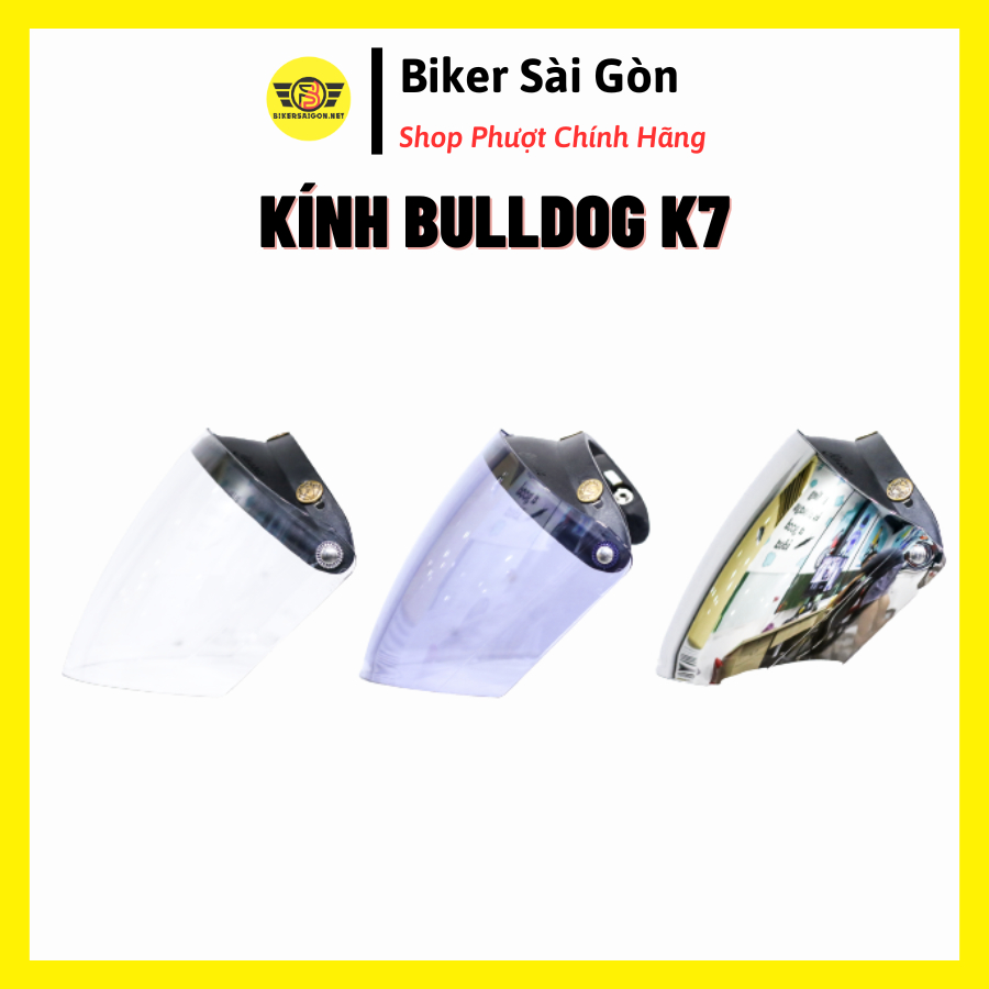 Kính gắn nón 3/4, 1/2, Fullface, Kính Bulldog K7 chính hãng (KHÔNG BAO GỒM MŨ) - BikerSaiGon