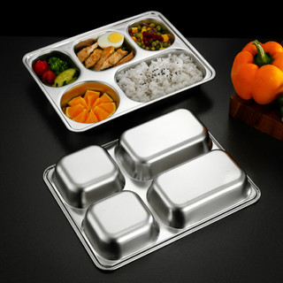 Khay chia cơm 5 ngăn- khay đựng cơm văn phòng inox cao cấp