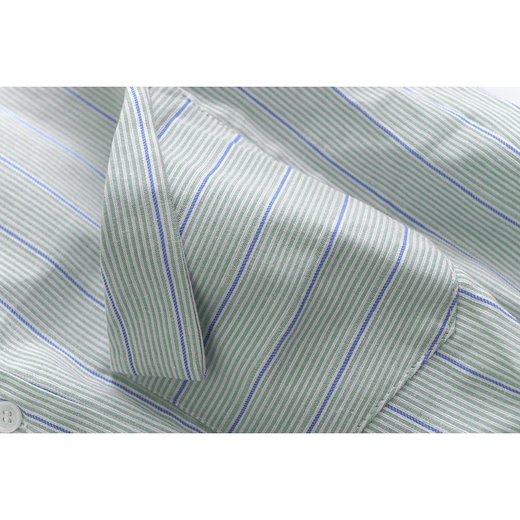 Z739 Áo sơ mi kẻ thắt eo