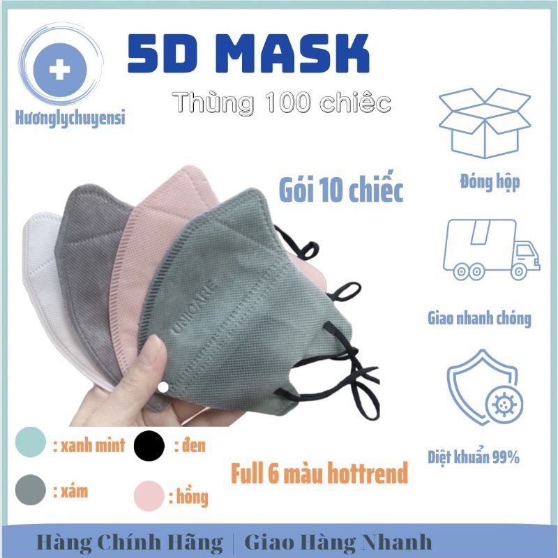 THÙNG 100c KHẨU TRANG 5D XÁM