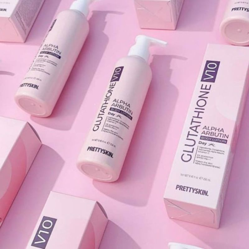 Kem Dưỡng Trắng Da Body Glutathione V10 Alpha Arbutin Body Lotion Prettyskin, Retinol B5 Pretty Skin nâng tone 250ml