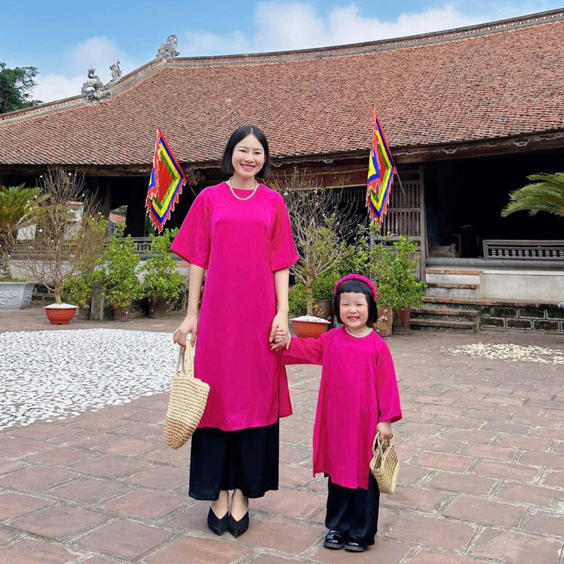 Áo Dài bé gái CHICHU cách tân lụa hồng ngọc trai cao cấp Tặng Kèm Phụ Kiện Dây và Bờm Xịn Xò size 1 đến 10