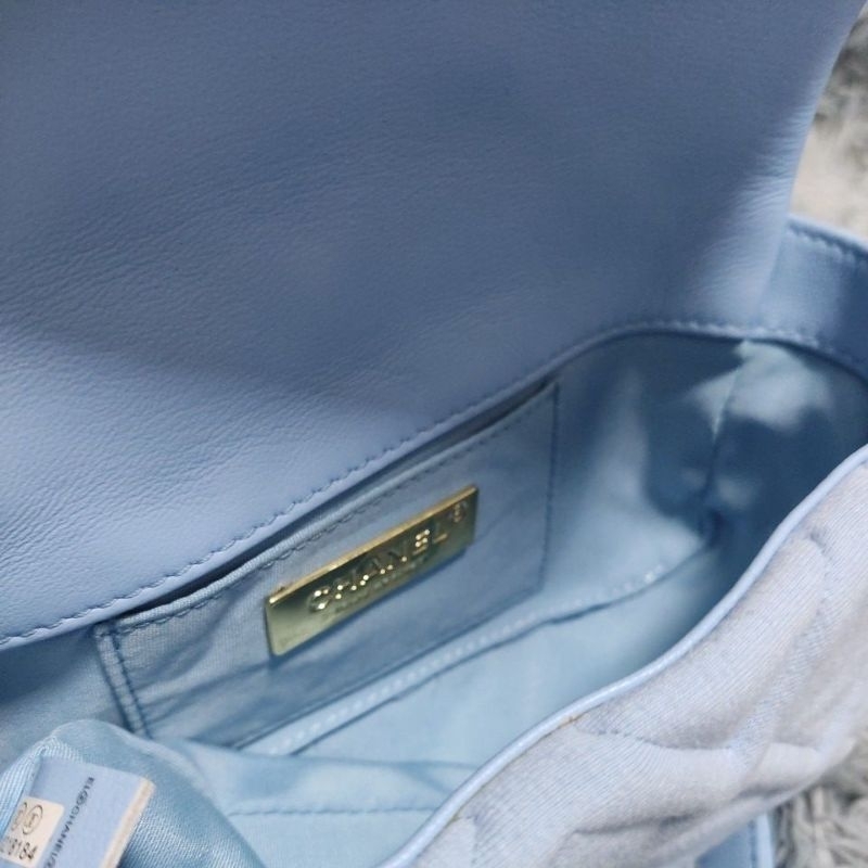 Túi H11 si hiệu CH*N*L vải phối da dê dáng bao tử hoặc đeo chéo 18cmx12cmx5cm