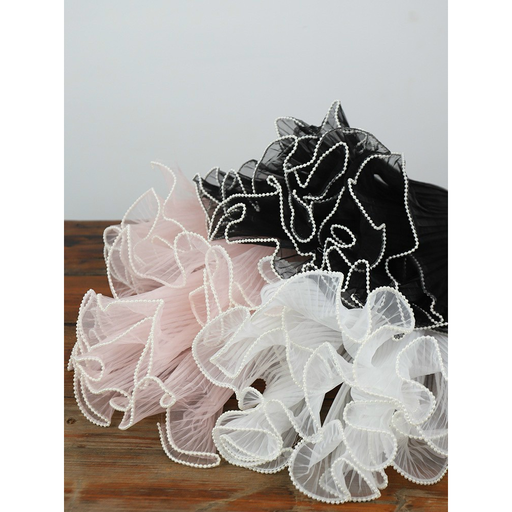 VOAN SÓNG VIỀN NGỌC 28cm*5m, VOAN NHĂN HÀN QUỐC bó hoa, trang trí hoa tươi, hoa sáp quà tặng cao cấp