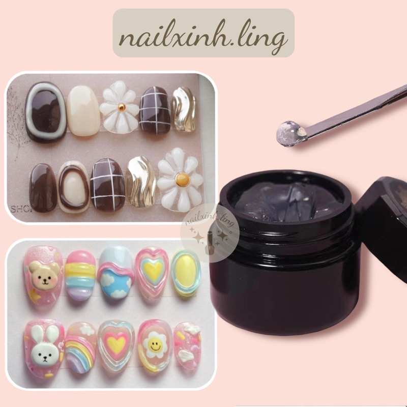 Gel Khô Định Hình Nail , Gel Nặn Charm, Gel Đa Năng Dán Móng Úp Tạo Kiểu Làm Charm 3D