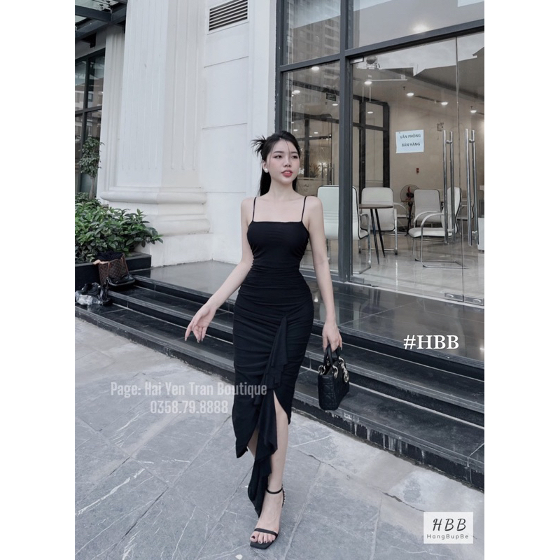 Váy 2 dây body nữ bèo tua rua tôn dáng