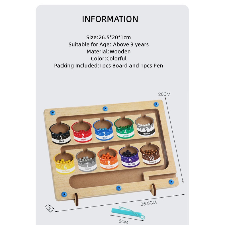 Bộ Đồ Chơi Mê Cung Bằng Gỗ Có Nam Châm Màu Sắc Dành Cho Trẻ Em.