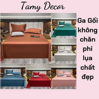 Bộ ga gối 3 món không chăn chất phi lụa màu trơn Tamy Decor mềm mại sang trọng đủ kích thước