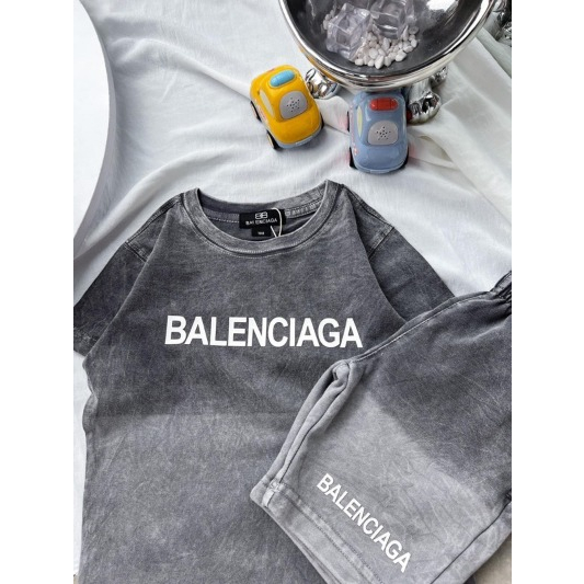 Bộ loang BALENCI loang xám áo cộc quần đùi cho bé trai