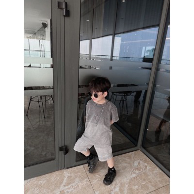 Bộ loang BALENCI loang xám áo cộc quần đùi cho bé trai