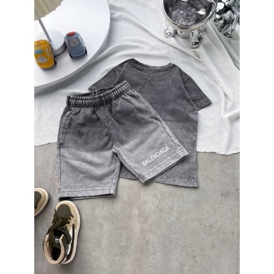 Bộ loang BALENCI loang xám áo cộc quần đùi cho bé trai