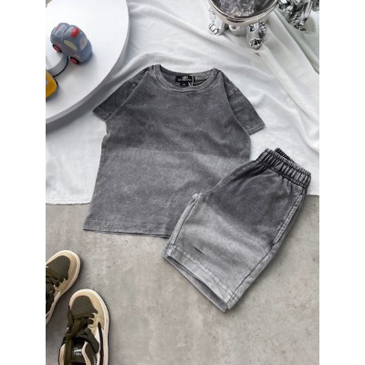 Bộ loang BALENCI loang xám áo cộc quần đùi cho bé trai