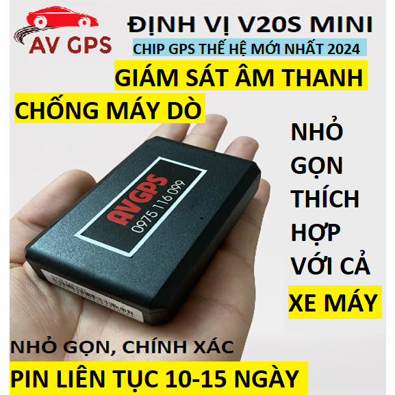 Thiết bị định vị không dây ô tô, xe máy V20S MINI chip thế hệ mới, chính xác cực cao