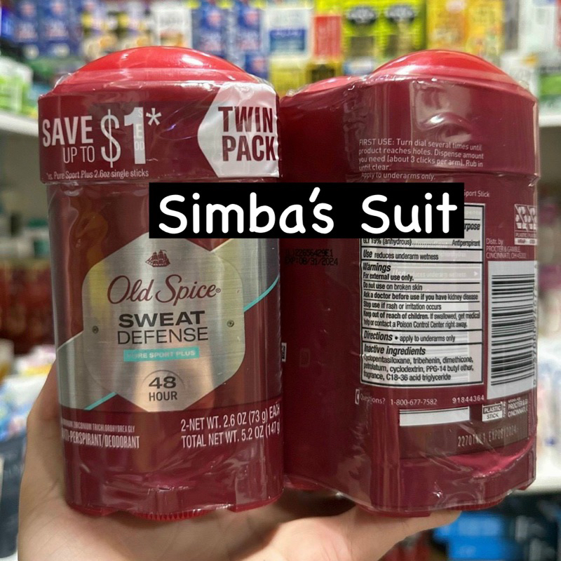 Sáp lăn khử mùi Old Spice Sweat Defense Pure Sport Plus Mỹ 73g