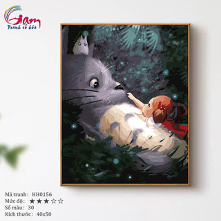 Tranh sơn dầu số hóa tự tô màu theo số Totoro phim hoạt hình Anime Nhật Bản HH0156