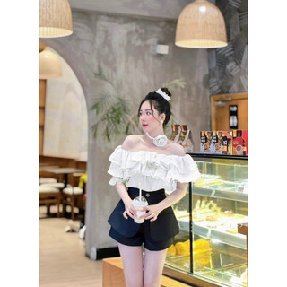 (SHOP BIGSIZE NỮ 50KG ĐẾN 90KG ) set áo bèo tầng phối quần short