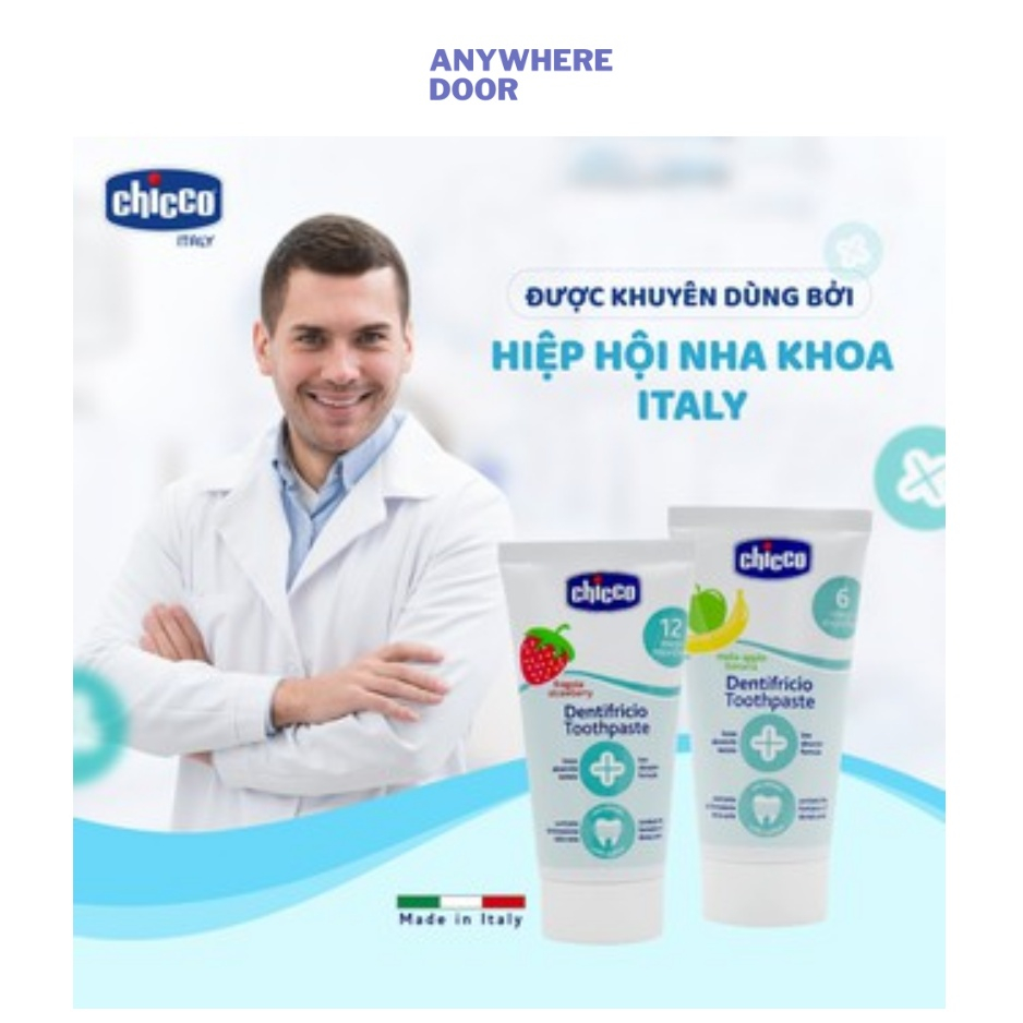 Kem đánh răng Chicco hương Chuối - Táo 6M+/ hương Dâu Chicco 12M+