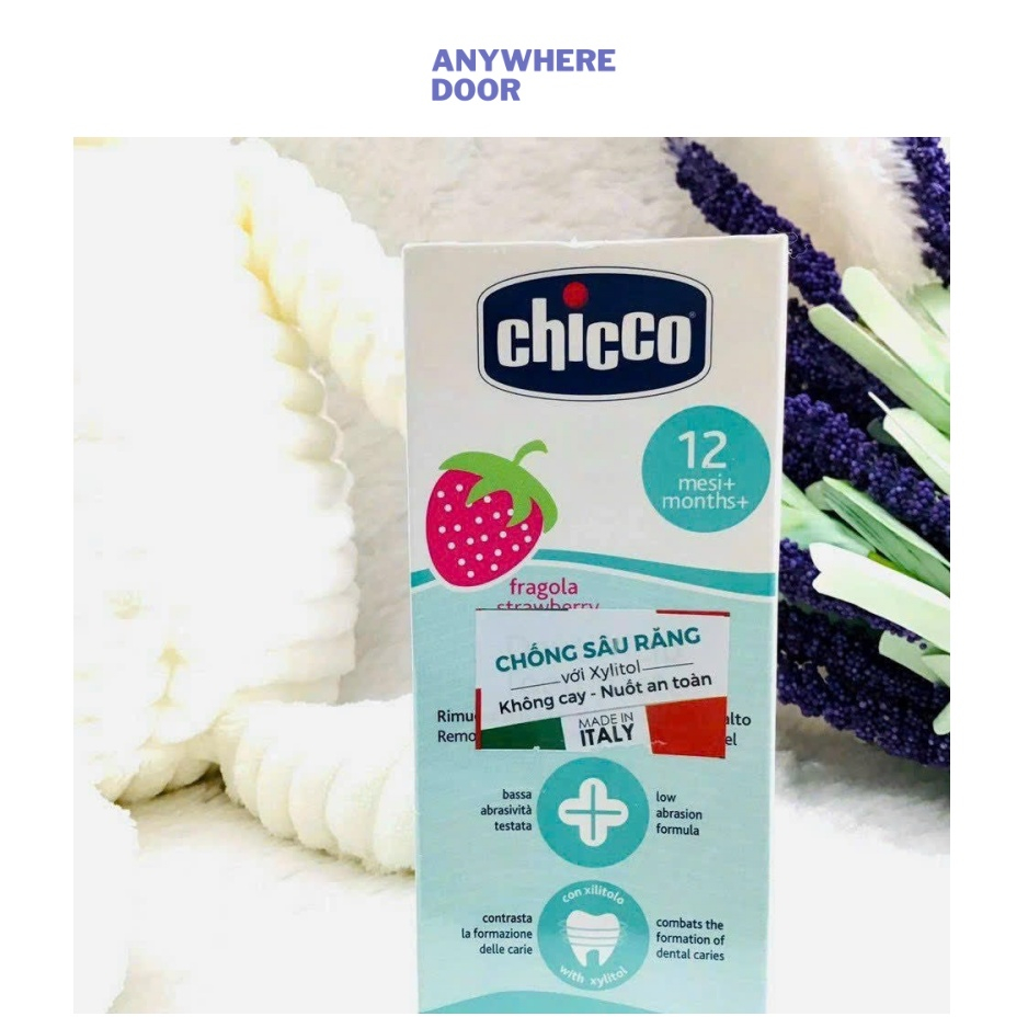 Kem đánh răng Chicco hương Chuối - Táo 6M+/ hương Dâu Chicco 12M+