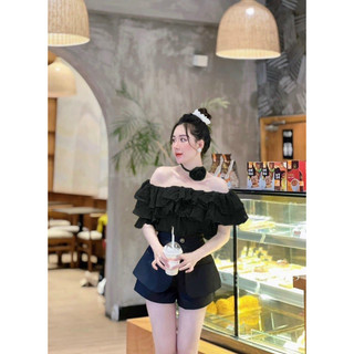 (SHOP BIGSIZE NỮ 50KG ĐẾN 90KG ) set áo bèo tầng phối quần short