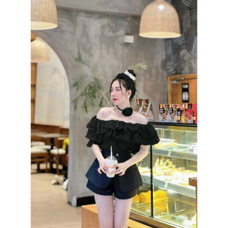 (SHOP BIGSIZE NỮ 50KG ĐẾN 90KG ) set áo bèo tầng phối quần short