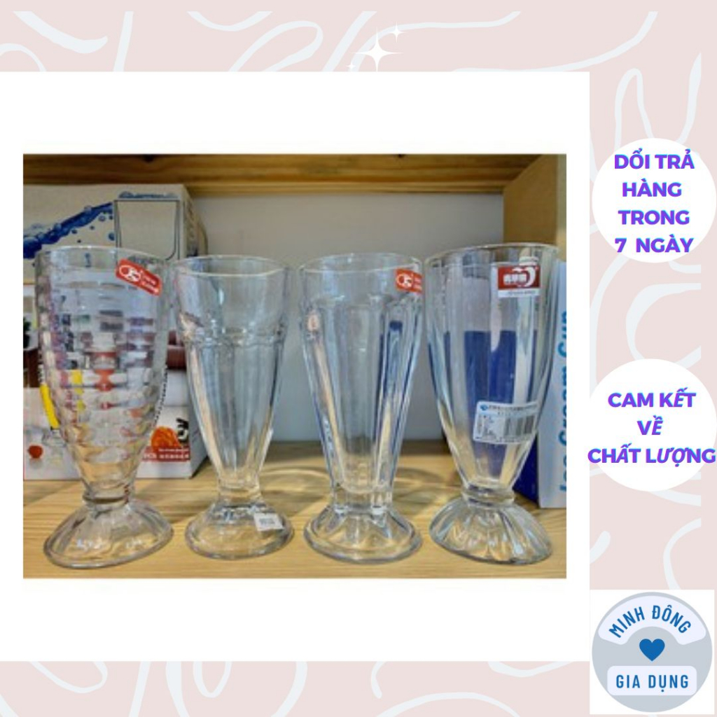 Bộ 6 cốc ly thủy tinh sinh tố đẹp cao cấp dày dặn Deli giá rẻ 345ml dd