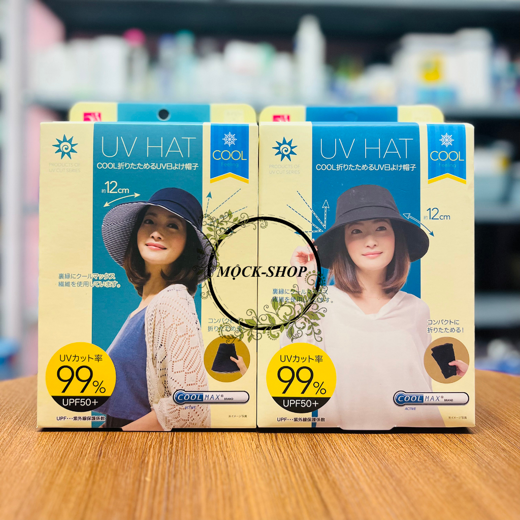 Mũ chống nắng Cool Max UV Hat 99% UPF50+ Nội địa Nhật Có thể Gấp Gọn Vành Rộng 12cm