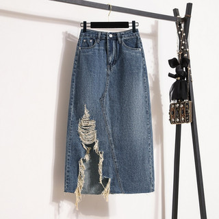 Chân váy jean bigsize nữ mập fashion chân váy jean dài bigsize rách đi làm đi chơi đều xinh đủ size 50-90kg cv0007