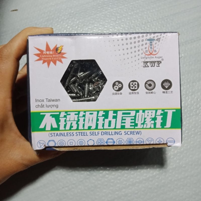 Hộp 1kg Vít Đầu Bằng (đầu lả) Inox - Hàng Chuẩn Chất Lượng