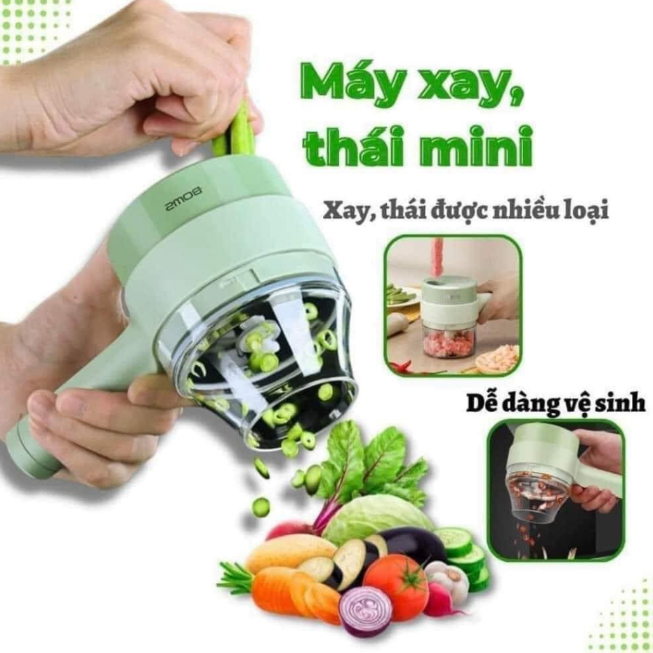 Máy Xay Cắt Lát Tỏi Ớt Rau Củ Thực Phẩm Đa Năng Mini Cầm Tay Thái Lát - Máy Thái Rau Củ Tiện Lợi