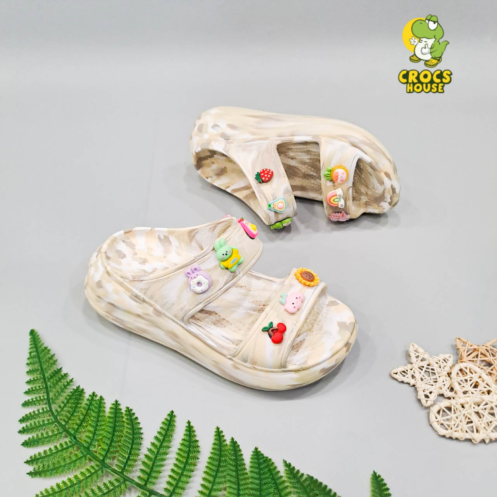 Dép đế xuồng 6 phân crush vân đá nữ classic sandal high graphics - Nhà Cá Sấu Đà Nẵng