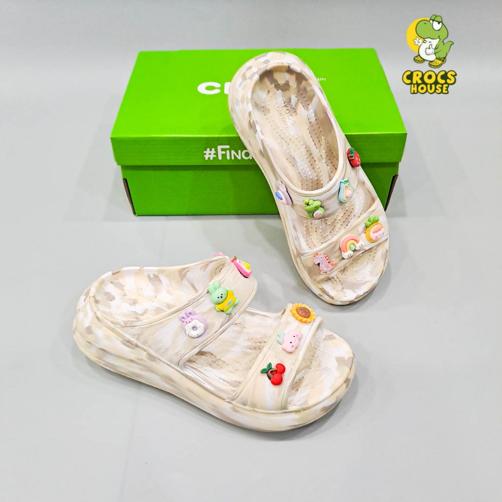 Dép đế xuồng 6 phân crush vân đá nữ classic sandal high graphics - Nhà Cá Sấu Đà Nẵng