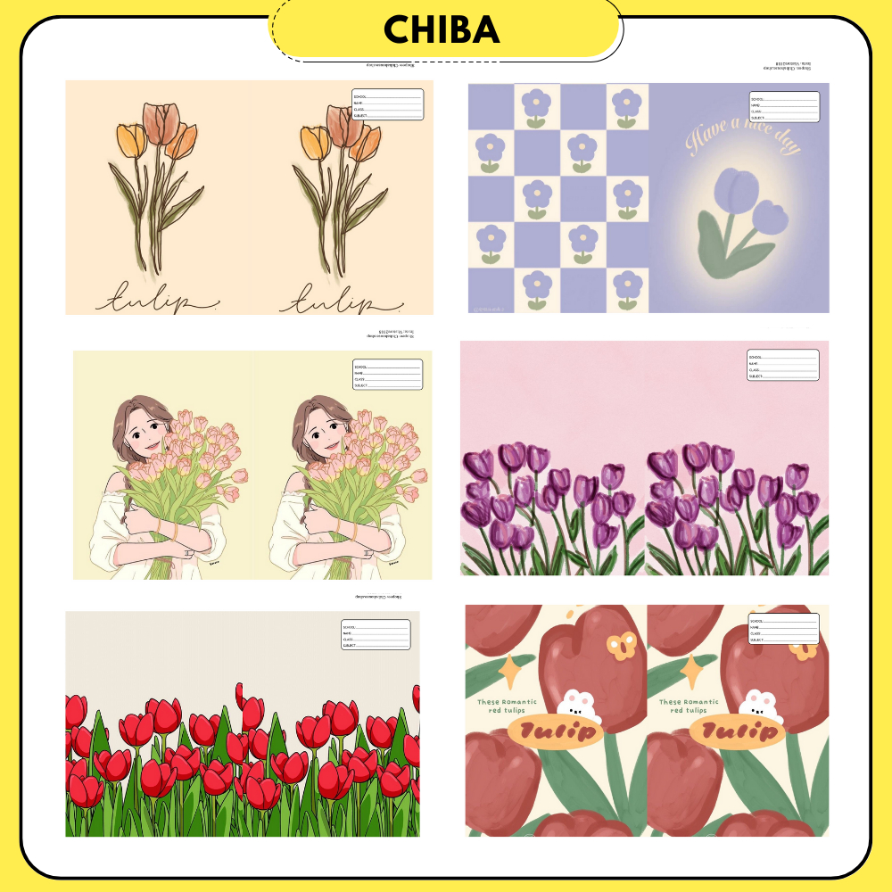 Giấy bao tập Tulip tone pastel nhẹ nhàng, xinh xắn, in nhãn sẵn free - Chị Ba House
