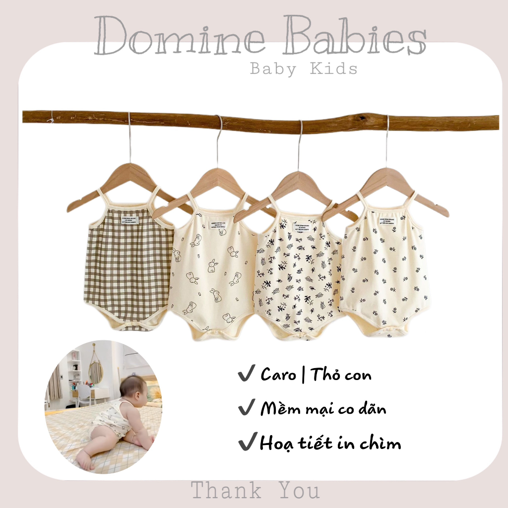 Body hai dây cực xinh cho em bé gái bé trai sơ sinh chất cotton thun co dãn cao cấp hàn hoạ tiết cực yêu