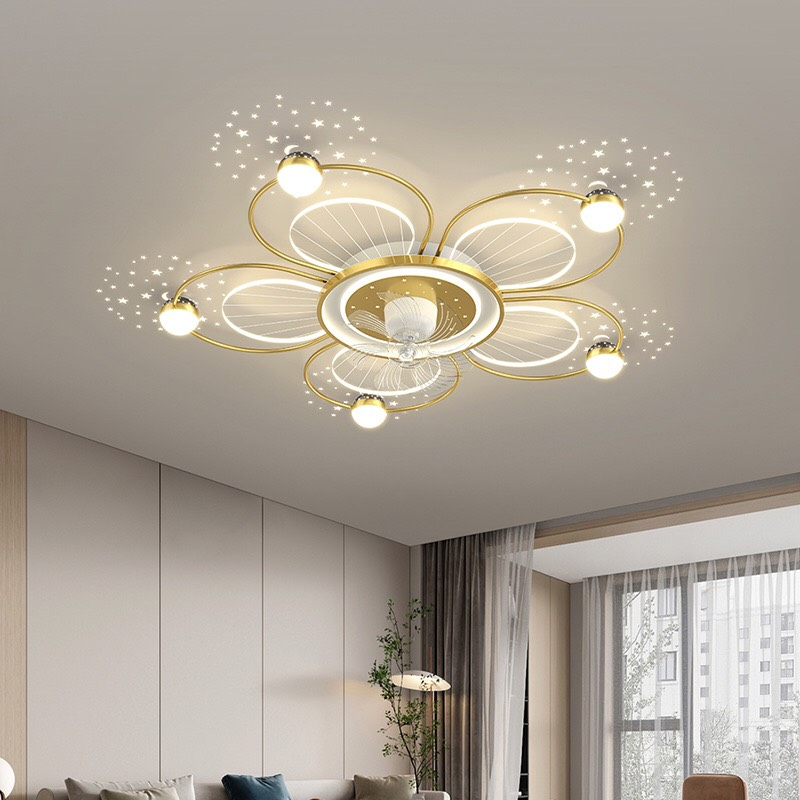 Đèn quạt ốp trần cho nhà trần thấp kèm điều khiển từ xa chỉnh 3 màu ánh sáng cho phòng khách phòng ngủ,BH 24 tháng