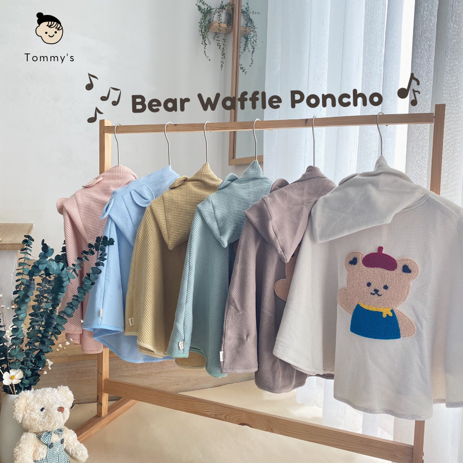 Áo Choàng Chống Nắng Cho Bé Trai Bé Gái Thun Tổ Ong Waffle Gấu Thêu Siêu Xinh TOMMY HOUSE